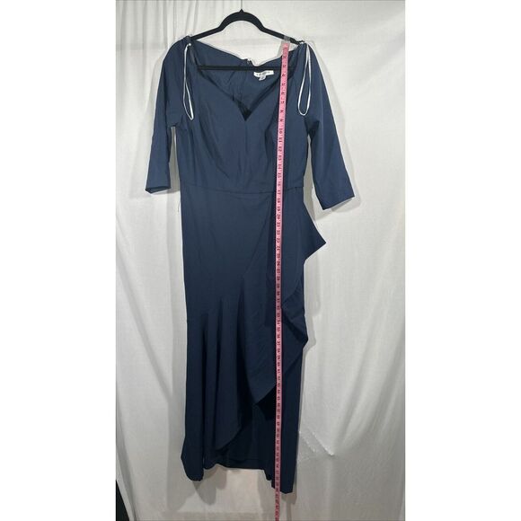 NWD $318 Kay Unger [‎ 14 ] Midnight Isolde Column Ruffle Gown BELT MISSIN #Q962 - Picture 8 of 16